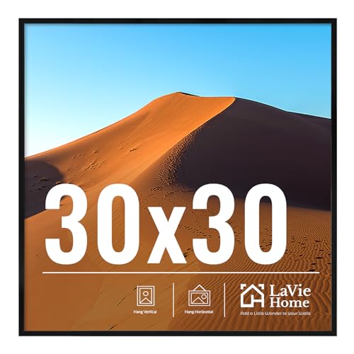 LaVie Home 30x30 Black Picture Frame 30x30 Wall Display Modern Style Horizontal Orientation for Special Occasions