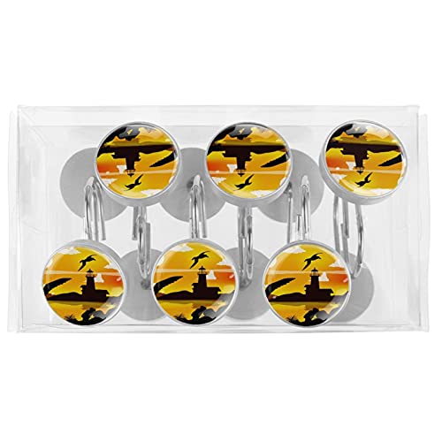 Crochets rideau de douche inox lot de 12 thématique marine déco salle de bain anti-rouille