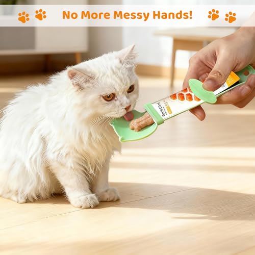 Cat Treat Spoon, 3PCS Multifunctional Lickable Cat Treat Spoon Squeeze, Essential Tool for Cats Treats with Wet Food and Liquid Snacks, in Yellow Green Pink - Image 3