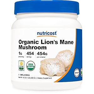 Nutricost Organic Lion’s Mane Mushroom Powder 1LB – Certified USDA Organic
