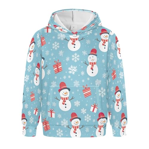 Kids Hoodies Sweaters Christmas Xmas Snowman Hooded Sweatshirts with Big Pockets for Boys Girls B0400070