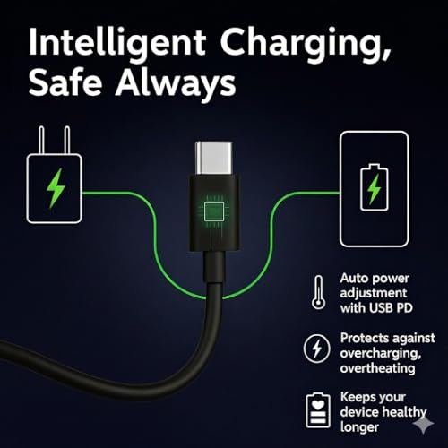 Image of TREVOX MOTO 68W Original Turbo Fast Charging Cable | USB Type-C Charger Cable For Motorola 60|50|40|30|Edge|Ultra|Fusion|Pro|Neo|razr|Stylus G05|G85|G45|G64|G84|G62|G54|G84|G54|E40|G96
