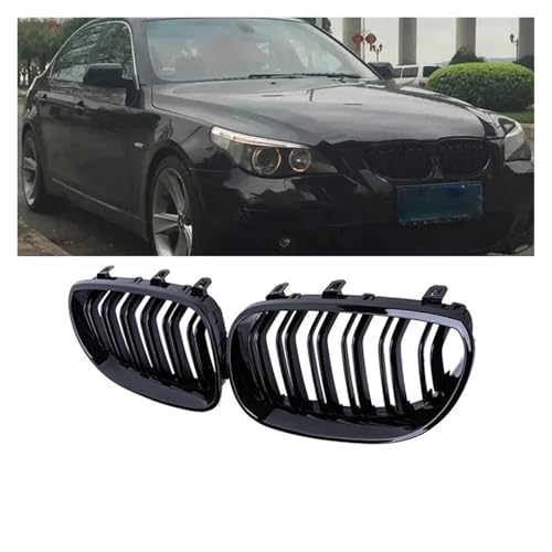 Parrilla de riñón de doble listón negro brillante para BMW E60 E61 6