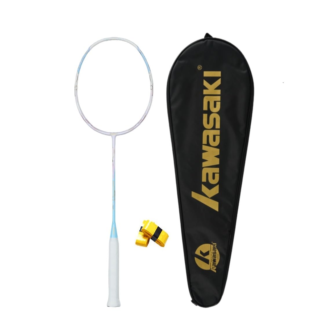 Racchetta da badminton professionale A1 TAAN Carbon High Tension 5U Ultra-Light Set con cinghie di impugnatura e borsa per racchette 1915 Pro(Get Strung) (Bblu)