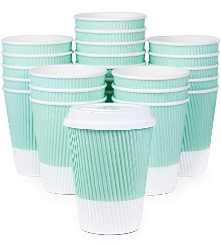 Premium Disposable Coffee Cups With Lids - (90) Durable 12 oz To Go Coffee Cups With Tight Resealable Lids Prevent Leaks! Sturdy, Insulated For Hot Beverages. Will Not Bend With Heat Or Burn Fingers!