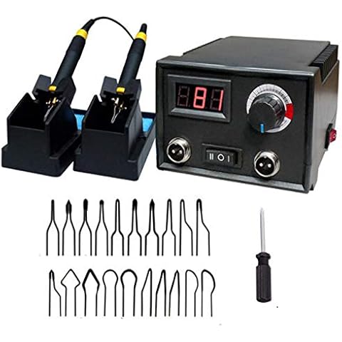 Seababyhouse 60W Professional Wood Burning Burners Tool Dual Pen Pyrography Crafts Burning Kit, w/ 20 Wire Nibs Tips & 2 Professional Wood Burning Pens Cover