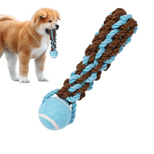 インタラクティブな犬用ロープおもちゃ - 結び目ロープ牽引おもちゃ、積極的な咀嚼器 |耐久性のあるペットトレーニング歯が生える、噛みつきにくい犬のおもちゃ、歯のクリーニング遊び用の噛むおもちゃの天然ゴムボール