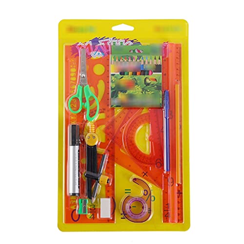 Compas Dibujo Tecnico Patantería multifuncional Conjunto de papelería transparente Regla de regla Compass Pintura Estudiante Combinación de colocación de lápiz de color Compas Escolar(B)