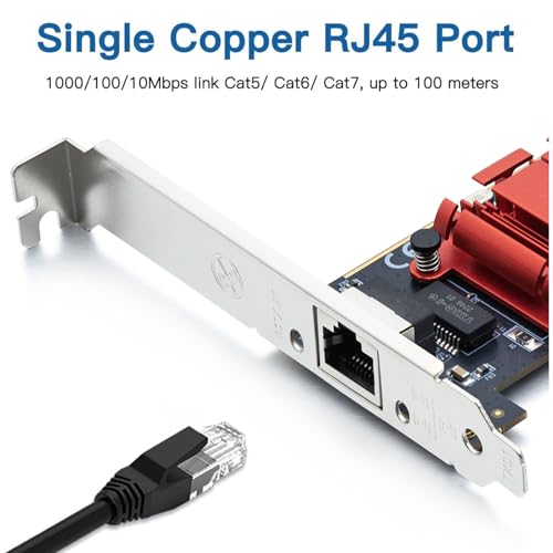 Image of H!Fiber.com 1G Gigabit Ethernet Converged Network Adapter (Nic),Compatible Intel I210 Single RJ45 Port, PCI Express 2.1 X1, Nic Card For Desktop Pc, Multi