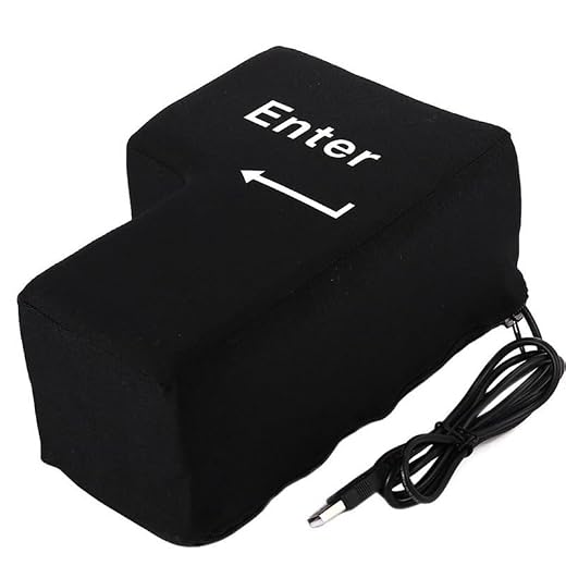 Nastopee Enter Key Pillow USB Big Enter Key Kissen, Desktop Komfortables Kissen, Nap Kissen für Büro Home (Schwarz)