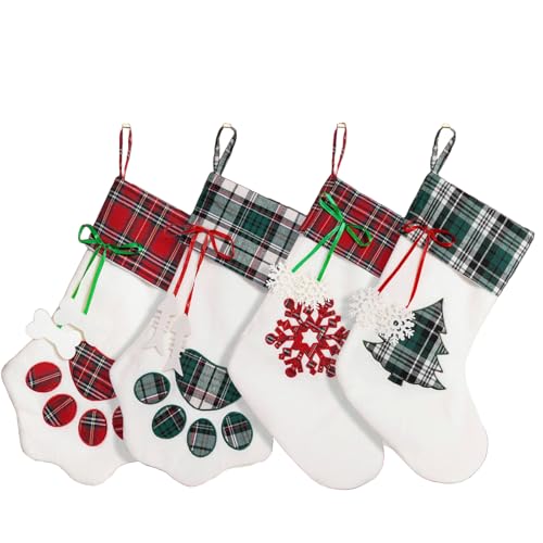 Chaussettes de Noël pour animaux BaronHong à carreaux de buffle noir et rouge pour chiens