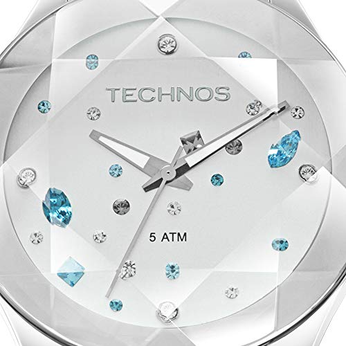 Relógio Feminino Technos Digital Com Cristais Swarovski 2039Avdtm/1K Prata