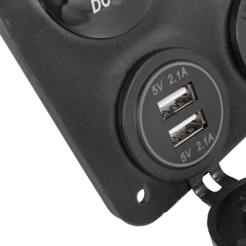 Panneau Chargeur USB Double 12V avec Voltmètre LED et Interrupteur pour Bateau