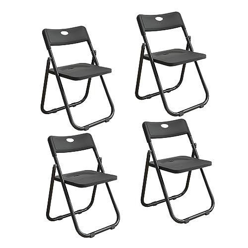 LeChamp 4 Pack Plastic Folding Chairs Desk Chair Suitable for Indoor/Outdoor Commercial Grade Seat Capacity for Office Wedding Party Dining Black