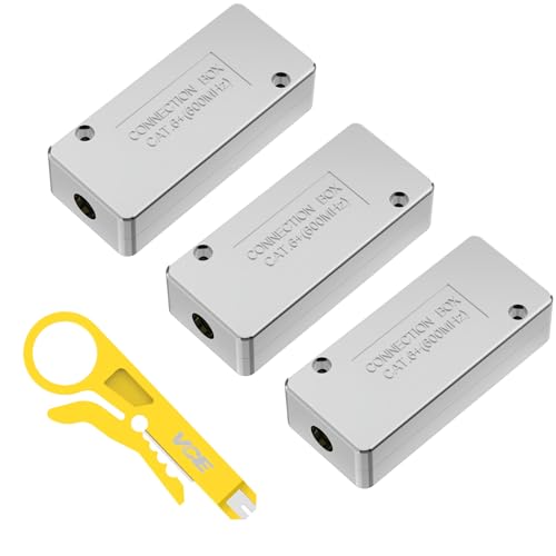 VCE LSA Verbindungsmodul Cat 7 und Cat 6A KabelVerbinder POE Geschirmt Connection Box für Netzwerkkabel Verlegekabel mit Drahtschneider 3 Stück