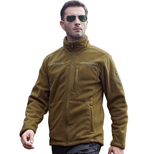Veste polaire tactique homme marron XL contre le froid en randonnée outdoor