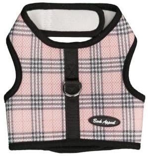 Bark Appeal Mesh Wrap N Go Harness (pink plaid, large)