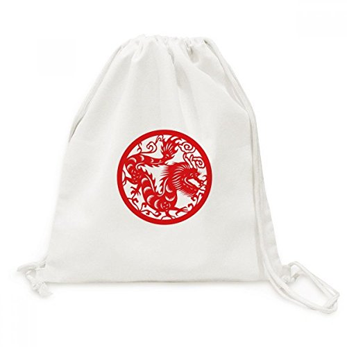 Sac cordon dragon animaux chine en toile solide et ajustable