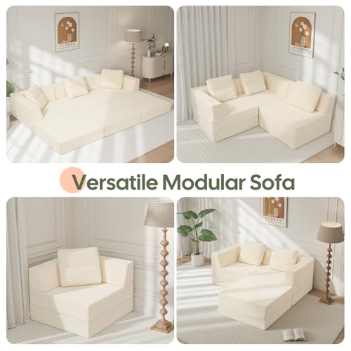 Image of COMAX Futon Sofa Bed, Convertible Sofa Bed, Folding Boneless Couches | Boneless Couch for living room, Fold Out Small Foldable Loveseat Floor Sleeper Mattress Lounge Space‑Saving, 3 Seater 106 inch