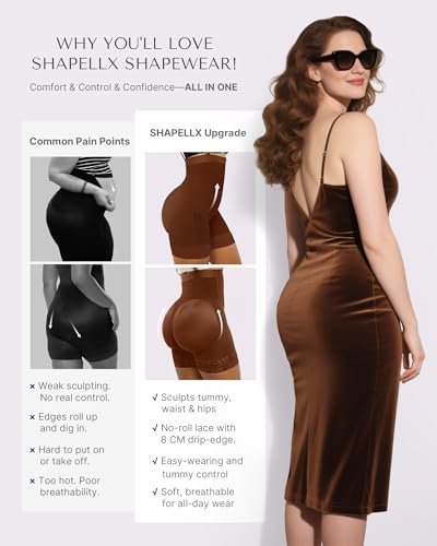 Image of SHAPELLX Fajas Colombianas Shapewear for Women Tummy Control Plus Size Postpartum Body Shaper Butt Lifting Bodysuit