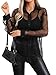 Milumia Women Sexy Oversized Sheer Button Up Blouse Shirt Long Sleeve See Through Mesh Top Black Small