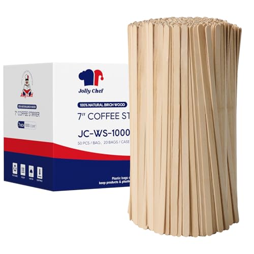 JOLLY CHEF 1000 Count Wood Coffee Stirrers 7 inch