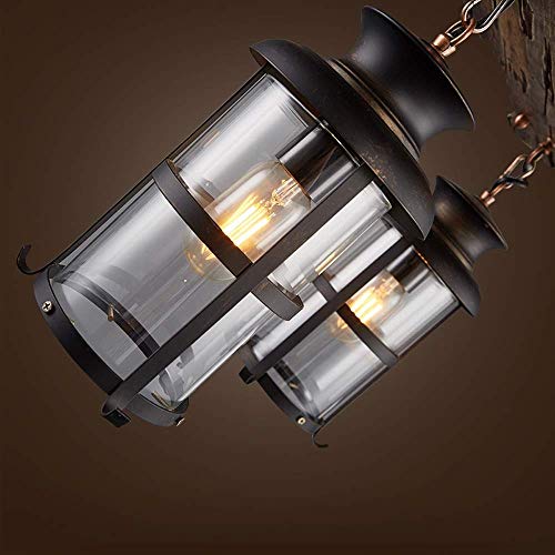 Suspension bateau bois rétro 2 lampes pour éclairage de bar et restaurant convivial
