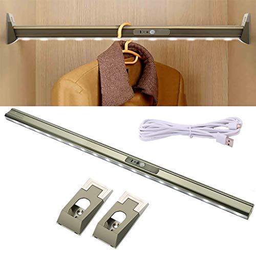 Gold Garderobe Kleiderstange, 2-in-1-Schrank Kleiderstange mit integrierten Lithium-Batterie und LED-Beleuchtung, Heavy Duty Kleiderstange 50kg Last (Size : 600mm) Cover