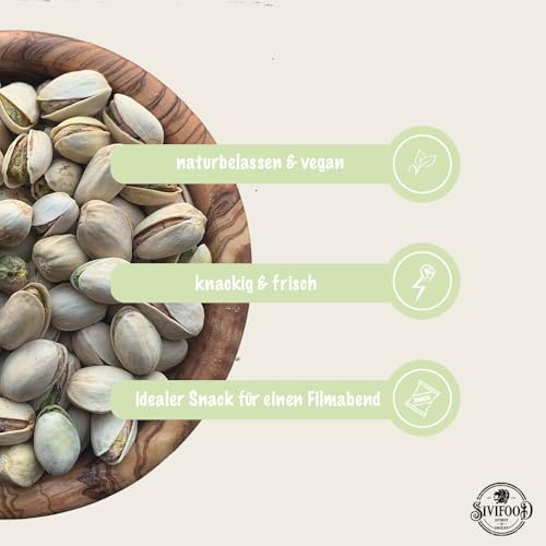 SIVIFOOD Pistazien mit Schale naturbelassen im 1kg Vorteilspack - rohe Pistazienkerne ungeröstet ungesalzen unbehandelt natürliche Nüsse in Premium Qualität Großpackung natürlich natural raw pistachio