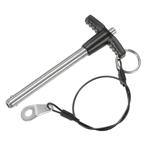 M METERXITY T Handle Lock Pin, 5/16" [8mm] Dia., 2-3/4 [70mm] Usage Length Push-Button Quick Release Locking Pins W Lanyard Cable for Speaker/Aviation/Gym/Machine [304 Stainless Steel]