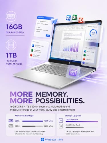 Image of HP OmniBook 3, 17.3'' Touchscreen Laptop, 16GB RAM, 1TB SSD, Backlit KB