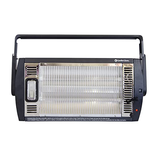Comfort Zone Czqtv5M 750/1,500-Watt Ceiling Mounted Dual Quartz Radiant Heater With 90-Degree Adjustable Tilt, Metal Safety Grille, Overheat Protection (Hardware Included) #TOP3