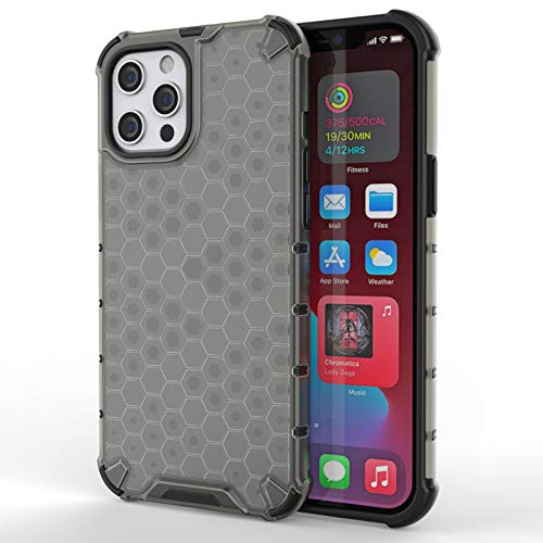 Image of Glasgow Back Case Cover Compatible with Apple iPhone 12 Pro Max (Honeycomb Pattern) - Black