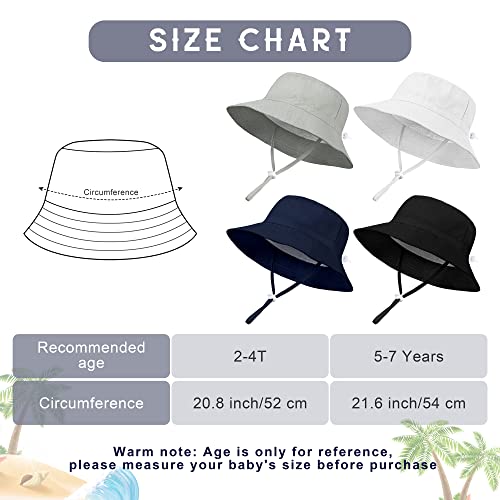 Poroka 4 Pack Baby Toddler Sun Hat Summer UPF 50+ Sun Protection Bucket Hat Adjustable Wide Brim Beach Hats for Girls Boys2