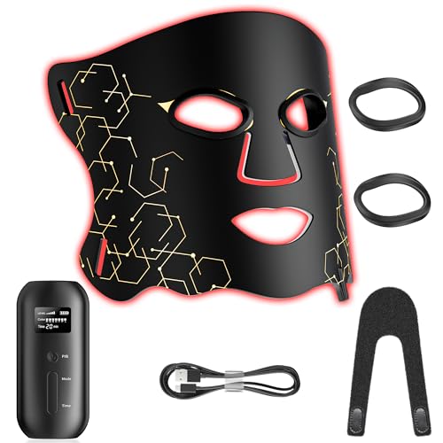 Red Light Therapy Mask, 7-in-1 Colors LED Face Mask Light Therapy with 850nm NIR, Portable LED Light Therapy Mask with Timing Function for Anti-Aging, Firming & Radiant Glow