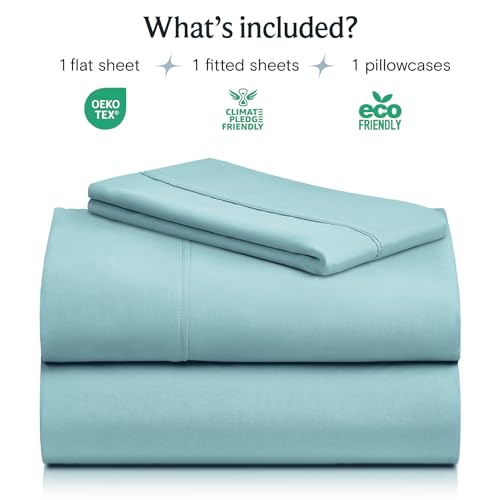 Image of LuxClub 3 PC Sheet Bed Sheets Deep Pockets 18 inch Eco Friendly Wrinkle Free-Kids-Fitted Sheets Hypoallergenic Anti-Bacteria Machine Washable Hotel Bedding Silky Soft - Aqua Twin