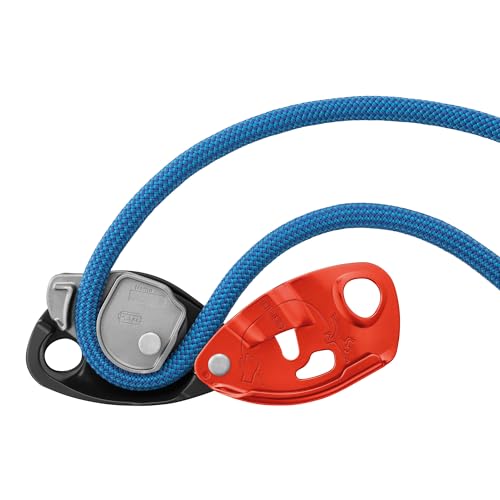 PETZL - Sicherungsgerät GRIGRI - Blockierunterstützung durch Klemmnocken, RED/ORANGE, Kompatibel mit Allen dynamischen Einfachseilen von 8,5 bis 11 mm
