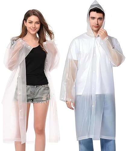 Image of Raincoat 2 Pack Rain Ponchos for men women Adults, Reusable Portable rain coat with Hood