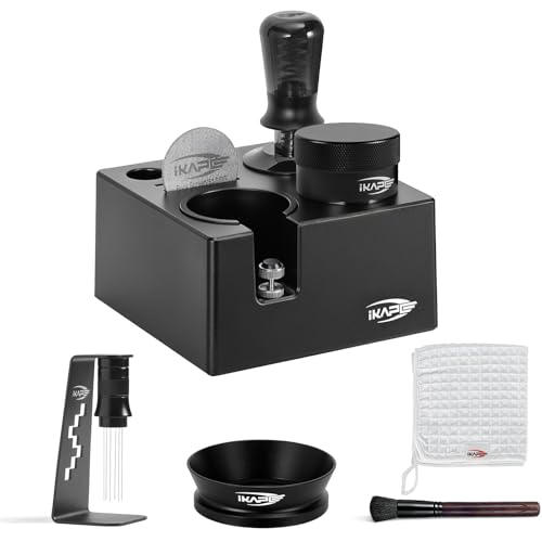 Image of IKAPE 8-IN-1 51MM Espresso Tool Set, Coffee Tamper & Distributor Kit with Magnetic Funnel, Puck Screen, Tamper Station, WDT Tool, Cleaning Brush & Towel for Home Barista