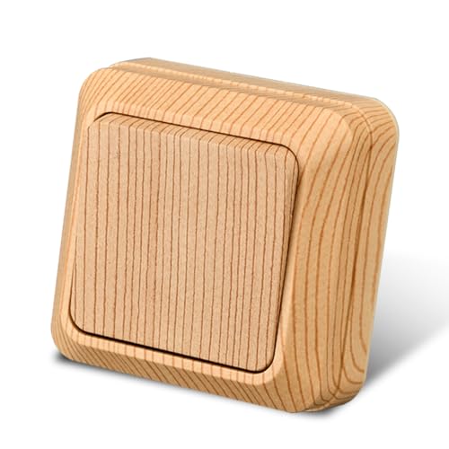 WESA Interruptor de palanca montado en la superficie, grano de madera, 1 compartimentos, 1 vía, interruptor mecánico de pared de 86 mm, interruptor estándar 10 amperios, 250 V