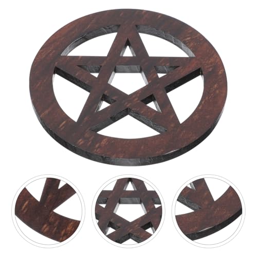 TOPBATHY Holz Pentagramm Dekoplatte 12X12Cm Kaffeefarben Wicca Altar Ornament FüR Tisch Und Wand Ritual Schmuck