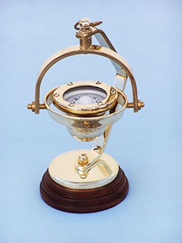 Hampton Nautical 3xglass-101 Solid Brass Hanging Compass 8" Nautical Home Decoration - Thumbnail 2