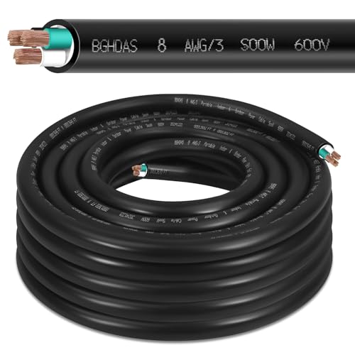 Bghdas 25ft 8/3 8 AWG SOOW Portable Power Cable