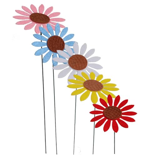 5pcs Metal Flowers for Outside, 12.6 Inch Daisy Metal Garden Stakes, Waterproof Garden Art for Patio, Lawn, Yard, PathwayMetal Flowers