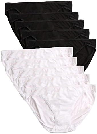 Felina Smooth Low Rise Bikini Panties - Seamless Underwear for Women, Panties for Women (10-Pack) (Black White, Small)
