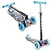 CAROMA Trottinette Enfant 3 Roues,pour 3-12 Ans Garçon et Fille,4 Hauteurs Réglables Patinette,Roues en PU Clignotantes Scooters,Pliable Kick Scooter,Antidérapant Deck Trottinettes Classiques (Bleu)