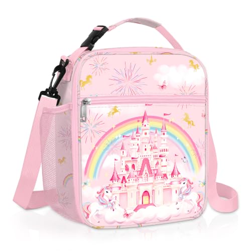 Image of Clastyle Insulated Kids Lunch Bag with Bottle Holder Rainbow Lunch Box