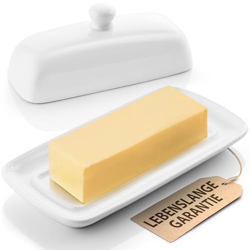 Zulay Porzellan Butterdose mit Deckel