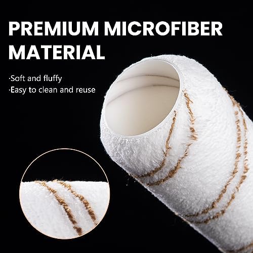 Paint Roller Sleeve 9 Inch (230MM), Microfiber Paint Roller Cover, Large Paint Roller for Painting on Smooth and Semi-Rough Surfaces, Pack of 12 Microfibre Roller Sleeves
