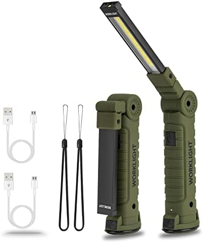 LED Rechargeable Torch,Vagocom Torches Bright Work Light,Mechanic Tools Gifts for Him Mens,Portable Emergency Inspection Lamps with Magnetic Base and Hook for Camping Christmas Birthday Gift(2 Pack)